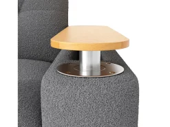 Sofá de 2 lugares com compartimentos de arrumação e mesa de apoio - Tecido Teddy cinzento