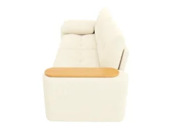 Sofá de 2 lugares com compartimentos de arrumação e mesa de apoio - Tecido Teddy Bege