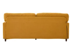 Sofá de 2 lugares com iluminação LED - Sofá reto com suporte para copos e bolsos laterais - chenille amarelo