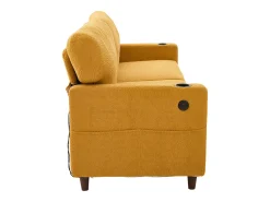 Sofá de 2 lugares com iluminação LED - Sofá reto com suporte para copos e bolsos laterais - chenille amarelo