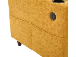 Sofá de 2 lugares com iluminação LED - Sofá reto com suporte para copos e bolsos laterais - chenille amarelo