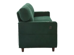 Sofá de 2 lugares com porta USB-C, iluminação LED e bolsos laterais - Tecido chenille - Verde esmeralda