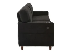Sofá de 2 lugares com porta USB-C, luz LED e bolsos laterais - Tecido chenille - Preto