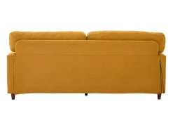 Sofá de 2 lugares com porta USB-C, iluminação LED e bolsos laterais - Tecido chenille - Amarelo mostarda