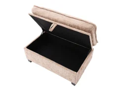 Sofá de 3 lugares com pufe - Sofá de canto com suporte para telemóvel e bolsos laterais - chenille caqui