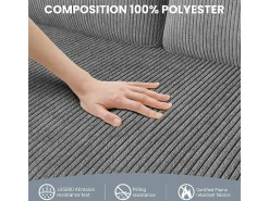 Sofá de 2 lugares confortável em veludo canelado Cinza - 58cm profundidade do assento - carga máxima 300kg - 129x78x89cm