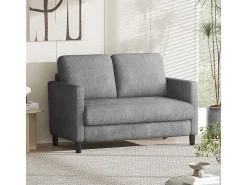 Sofá de 2 lugares confortável em veludo canelado Cinza - 58cm profundidade do assento - carga máxima 300kg - 129x78x89cm