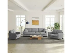 Sofá de 2 lugares confortável em veludo canelado Cinza - 58cm profundidade do assento - carga máxima 300kg - 129x78x89cm