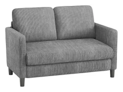 Sofá de 2 lugares confortável em veludo canelado Cinza - 58cm profundidade do assento - carga máxima 300kg - 129x78x89cm