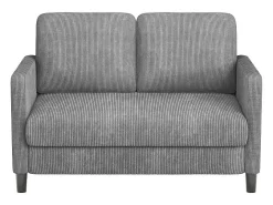 Sofá de 2 lugares confortável em veludo canelado Cinza - 58cm profundidade do assento - carga máxima 300kg - 129x78x89cm