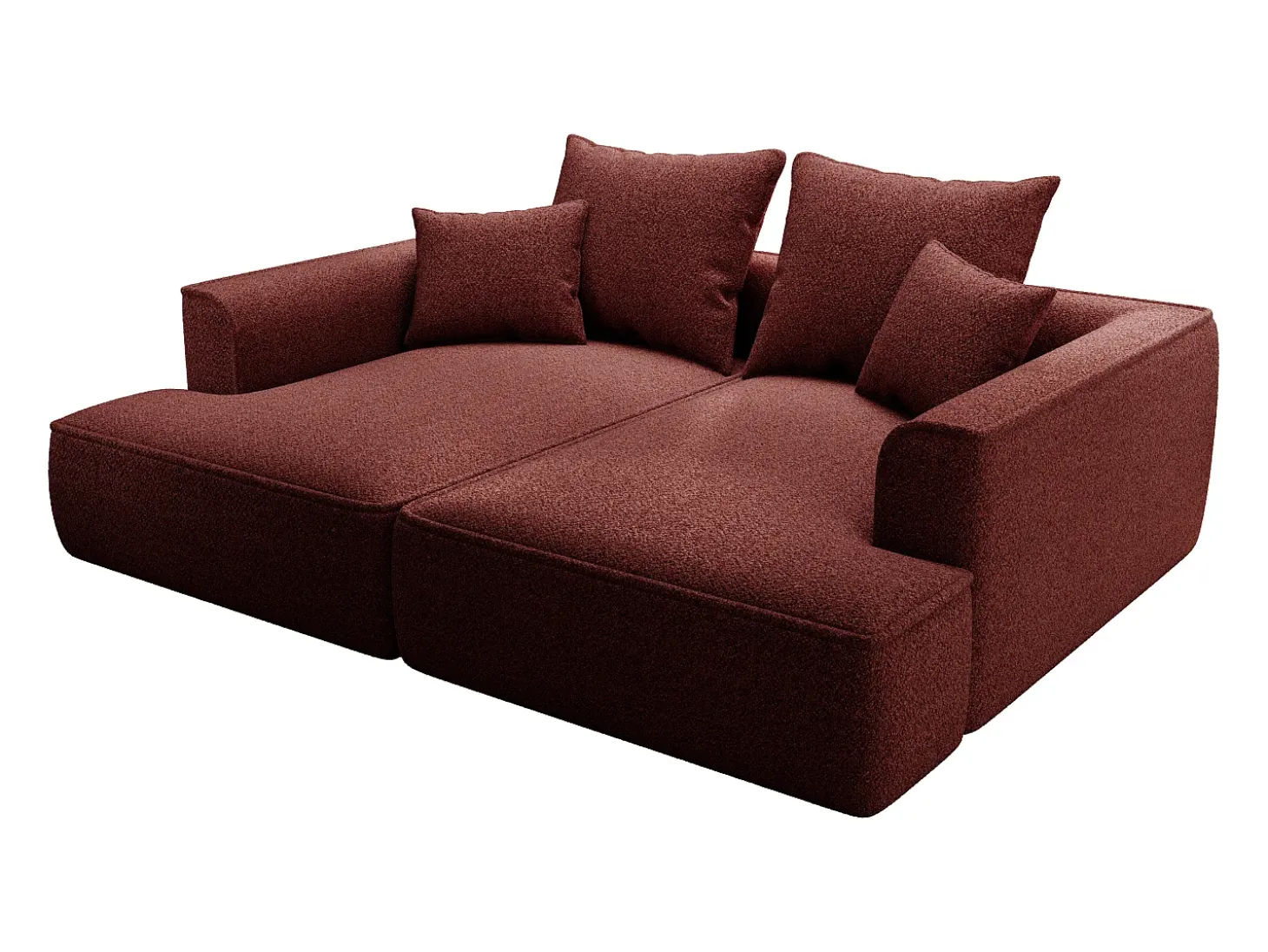 Sofá de 3 lugares confortável com assento profundo em tecido chenille bordeaux PINETA