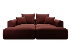 Sofá de 3 lugares confortável com assento profundo em tecido chenille bordeaux PINETA