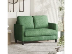 Sofá de 2 lugares confortável em veludo canelado Verde - 58cm profundidade do assento - carga máxima 300kg - 129x78x89cm