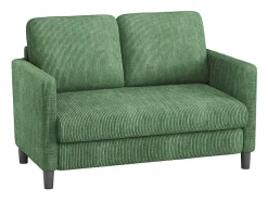 Sofá de 2 lugares confortável em veludo canelado Verde - 58cm profundidade do assento - carga máxima 300kg - 129x78x89cm