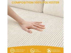 Sofá de 2 lugares confortável em veludo canelado Bege - 58cm profundidade do assento - carga máxima 300kg - 129x78x89cm