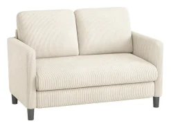 Sofá de 2 lugares confortável em veludo canelado Bege - 58cm profundidade do assento - carga máxima 300kg - 129x78x89cm