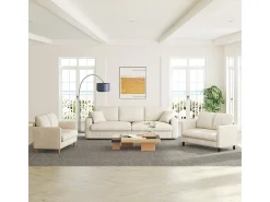 Sofá de 2 lugares confortável em veludo canelado Bege - 58cm profundidade do assento - carga máxima 300kg - 129x78x89cm
