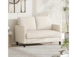 Sofá de 2 lugares confortável em veludo canelado Bege - 58cm profundidade do assento - carga máxima 300kg - 129x78x89cm
