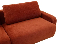 Sofá de 4 lugares conversível em tecido chenille terracota YOKIRA