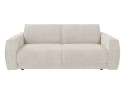 Sofá de 3 lugares conversível express em tecido chenille bege 140 cm colchão 13 cm VOMERA