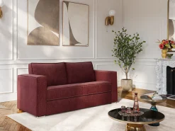 Sofá de 4 lugares conversível abertura rápida em tecido chenille bordeaux área de dormir 160cm - 22cm LORETO