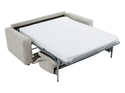 Sofá de 3 lugares conversível em tecido chenille cinza claro colchão 12 cm ISISTIA