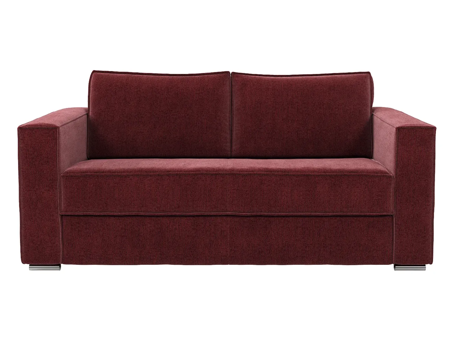 Sofá de 3 lugares conversível abertura rápida em tecido chenille bordeaux ripas largas -22cm LORETO