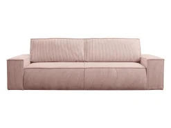Sofá de 4 lugares convertível veludo canelado cor-de-rosa pó - AMELIA