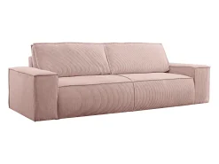 Sofá de 4 lugares convertível veludo canelado cor-de-rosa pó - AMELIA