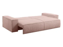 Sofá de 4 lugares convertível veludo canelado cor-de-rosa pó - AMELIA