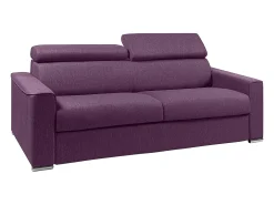 Sofá de 4 lugares convertível de abertura rápida em tecido violeta colchão - VIZIR