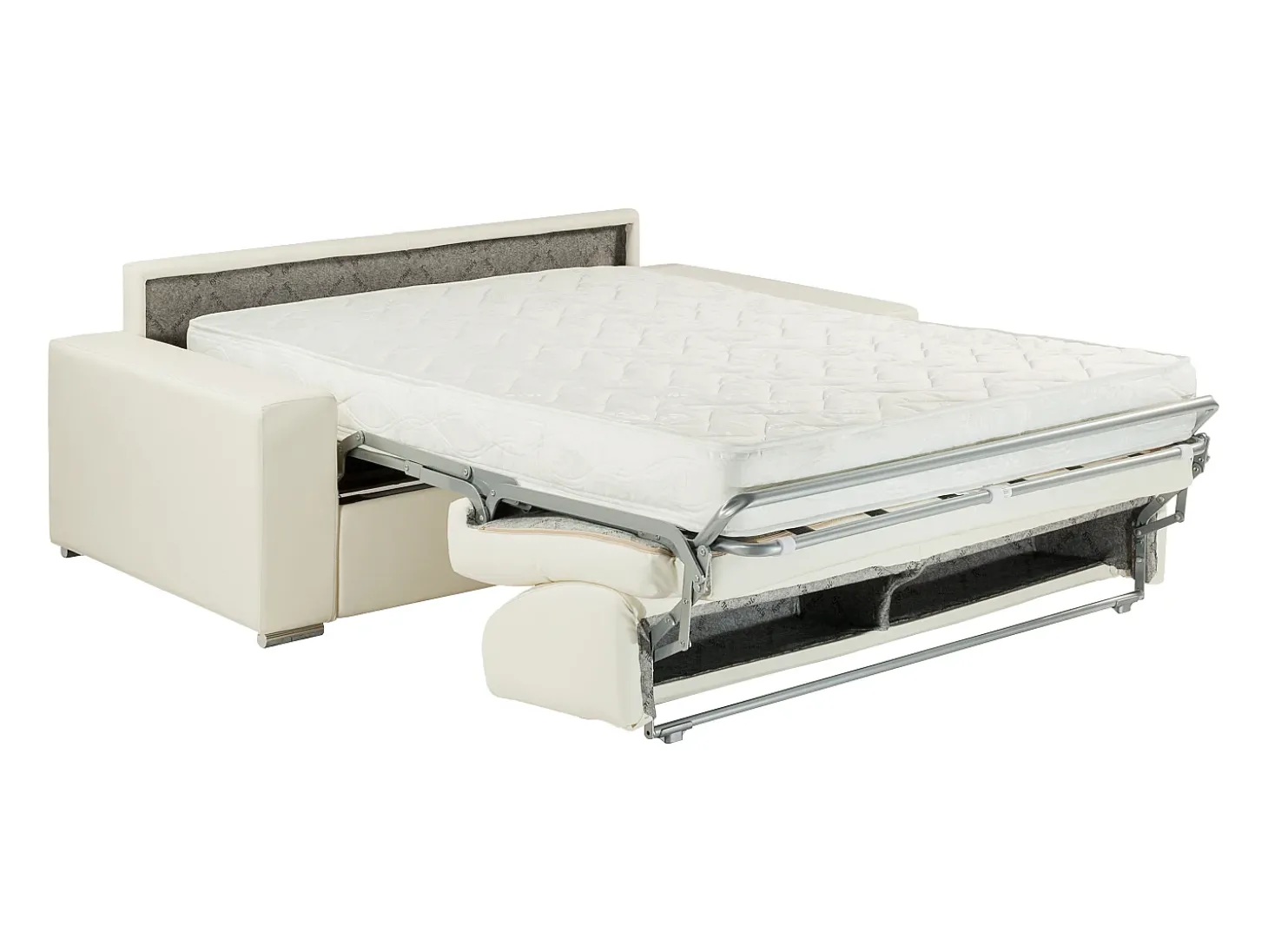 Sofá de 4 lugares convertível de abertura rápida em pele sintética branco colchão de espuma de 18 cm - EMIR