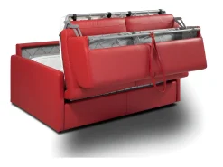 Sofá de 3 lugares convertível express em pele sintética vermelho CALIFE