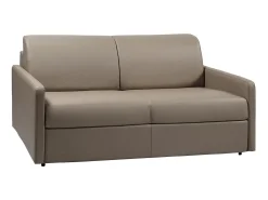 Sofá de 3 lugares convertível de abertura rápida em pele sintética taupe colchão de espuma de 18 cm - CALIFE