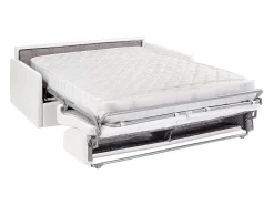 Sofá de 4 lugares convertível de abertura rápida em pele sintética branco colchão de espuma de 18 cm - CALIFE