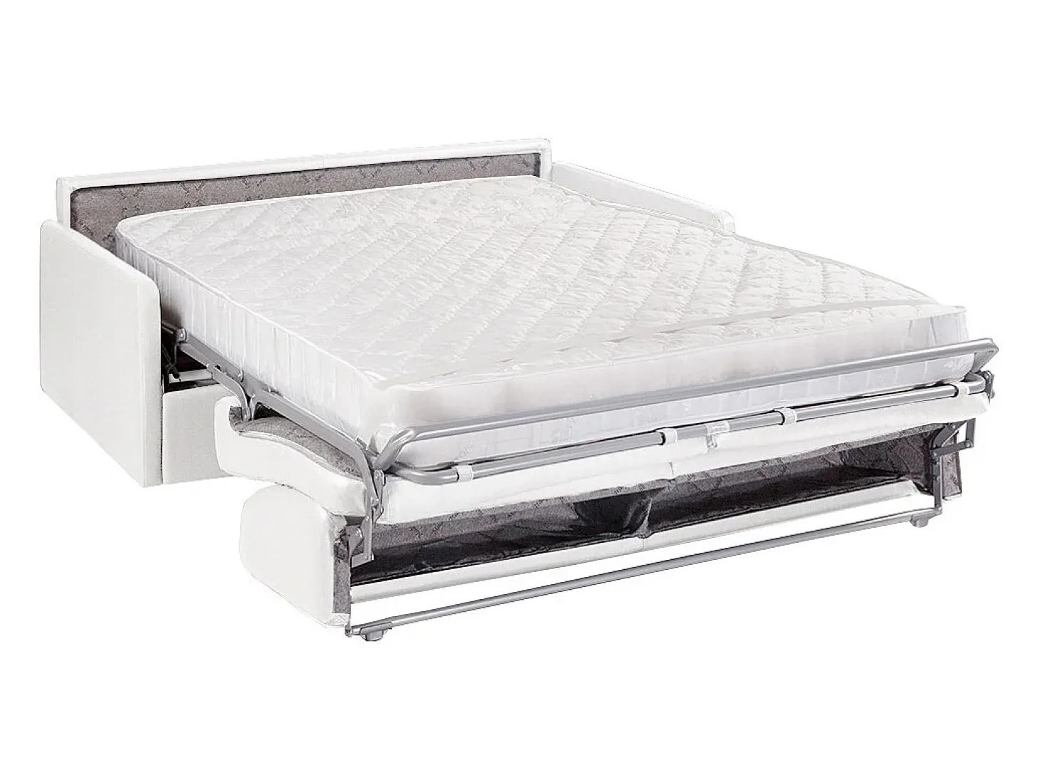 Sofá de 4 lugares convertível de abertura rápida em pele sintética branco colchão de espuma de 18 cm - CALIFE