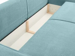Sofá de 4 lugares convertível em veludo canelado azul-turquesa - AMELIA de PASCAL MORABITO