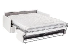 Sofá de 4 lugares convertível de abertura rápida em pele sintética branco colchão de espuma de 14 cm - CALIFE