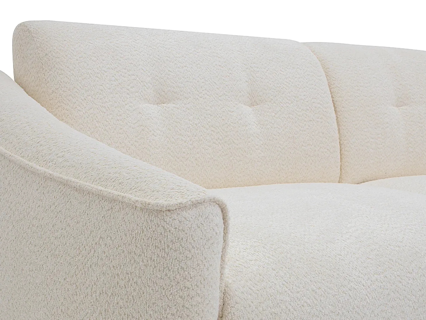 Sofá de 4 lugares convertível expresso em tecido bouclé branco - Colchão de 13 cm ASUFA