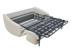 Sofá de 4 lugares convertível expresso em tecido bouclé branco - Colchão de 13 cm ASUFA