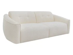 Sofá de 4 lugares convertível expresso em tecido bouclé branco - Colchão de 13 cm ASUFA