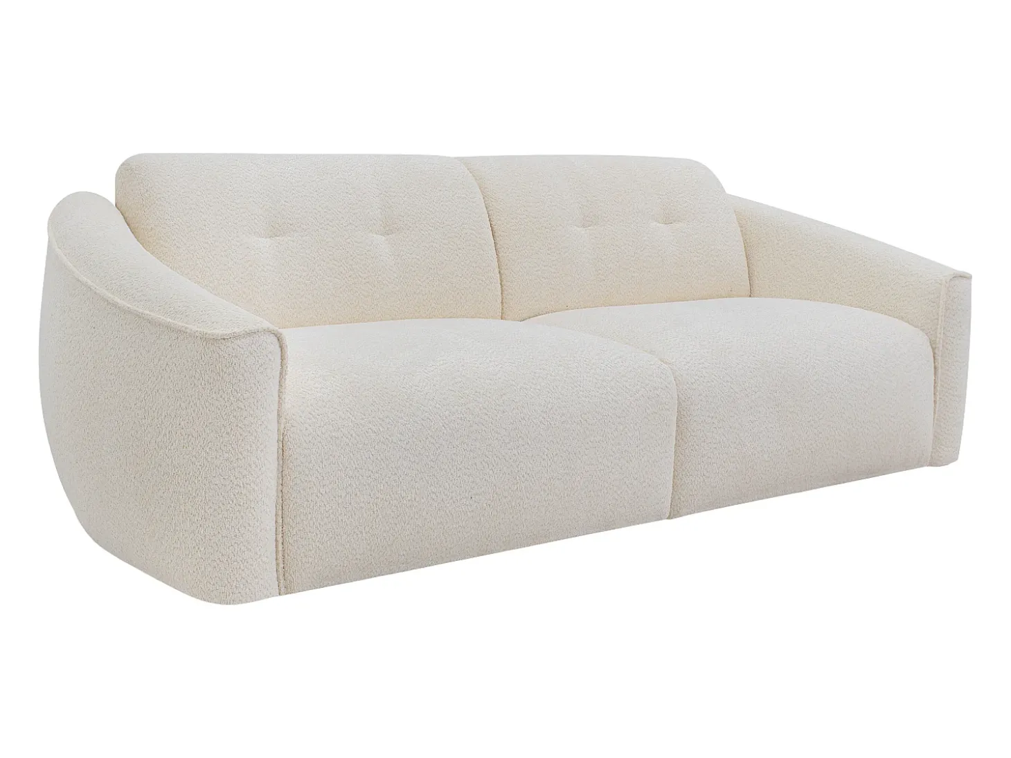 Sofá de 4 lugares convertível expresso em tecido bouclé branco - Colchão de 13 cm ASUFA