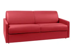 Sofá de 4 lugares convertível de abertura rápida em pele sintética vermelho colchão de espuma de 18 cm - CALIFE