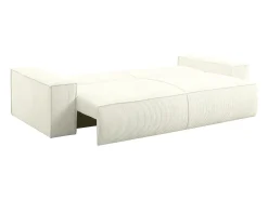 Sofá de 4 lugares convertível veludo canelado branco - AMELIA
