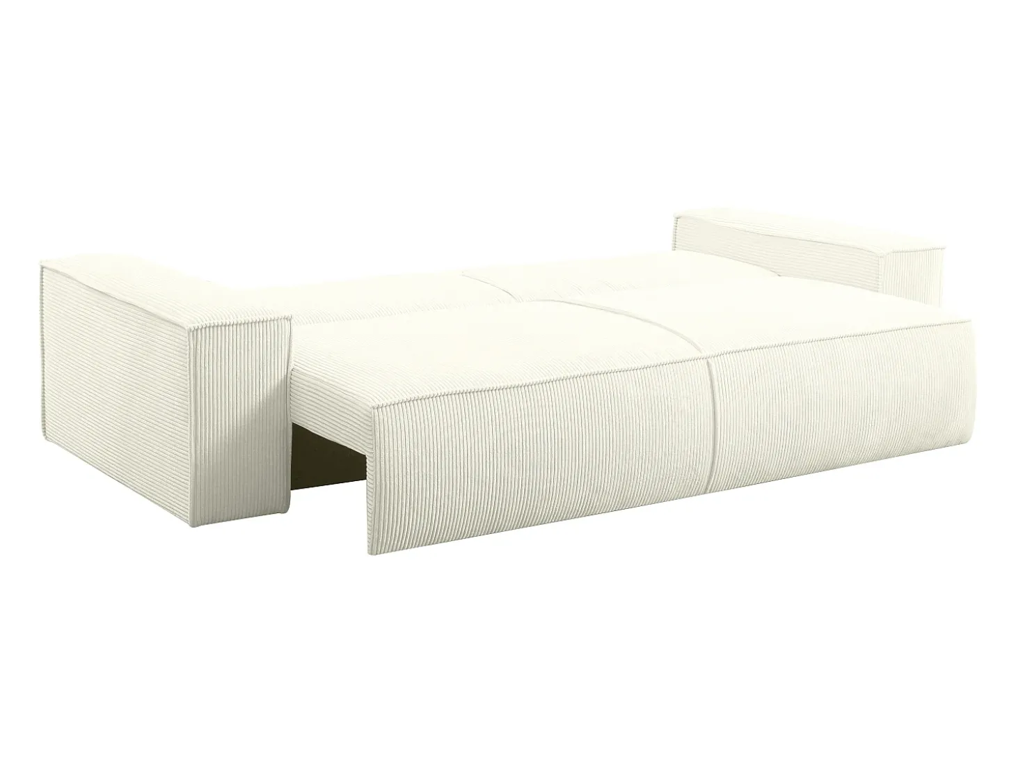 Sofá de 4 lugares convertível veludo canelado branco - AMELIA