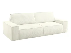 Sofá de 4 lugares convertível veludo canelado branco - AMELIA