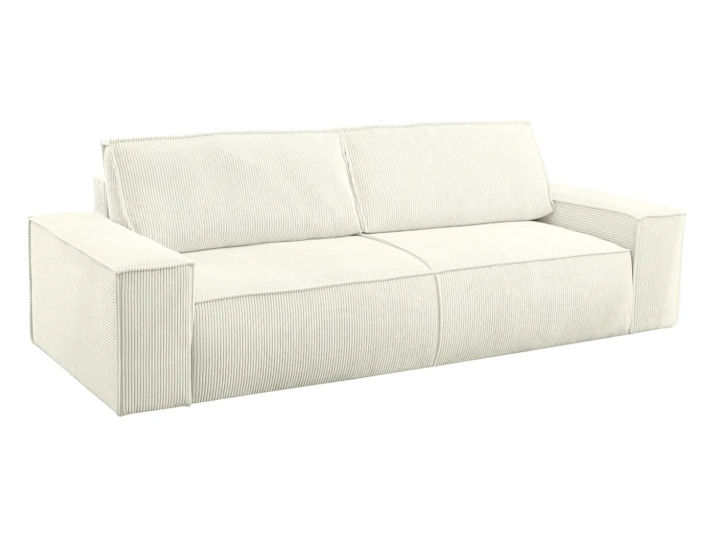 Sofá de 4 lugares convertível veludo canelado branco - AMELIA