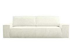 Sofá de 4 lugares convertível veludo canelado branco - AMELIA