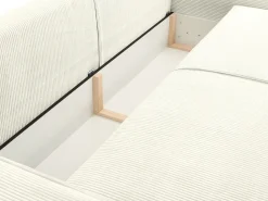 Sofá de 4 lugares convertível veludo canelado branco - AMELIA