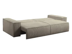 Sofá de 4 lugares convertível veludo canelado taupe - AMELIA